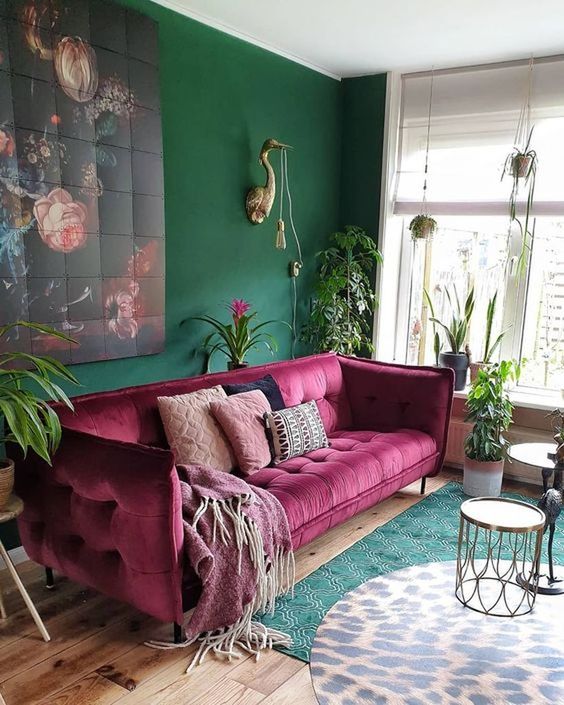 couleur pour salon mauve et vert