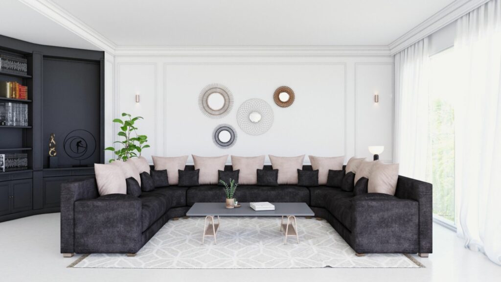 Salon marocain gris foncé
