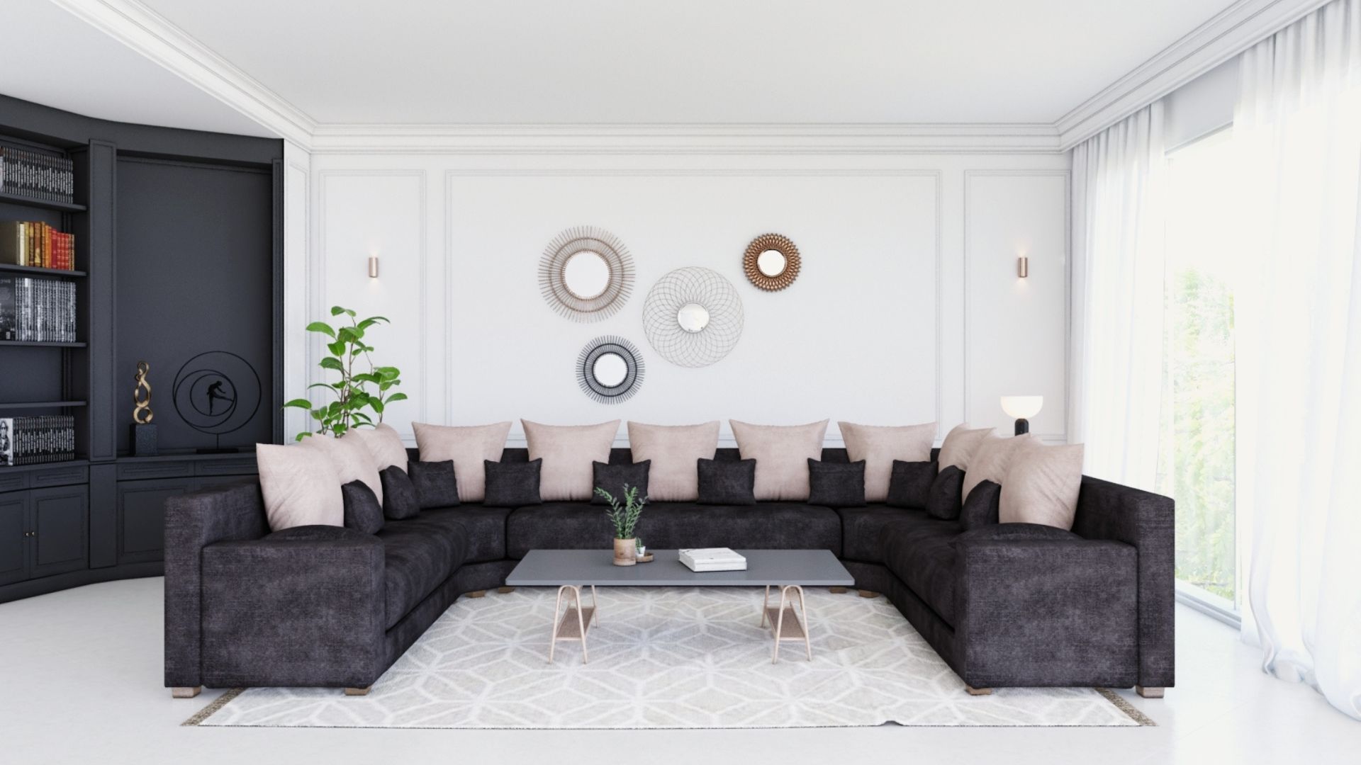 Salon marocain gris foncé