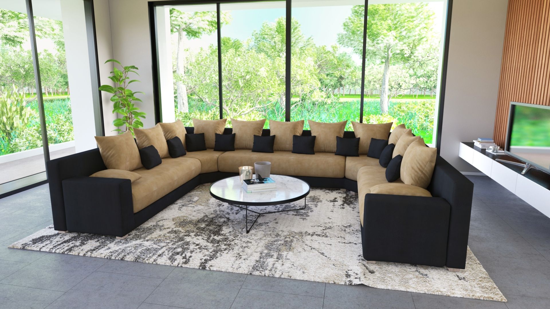 Salon marocain beige et noir